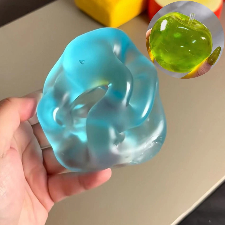 Squishy Green or Blue Apple Stress Ball Soft Fidget Sensory Toy