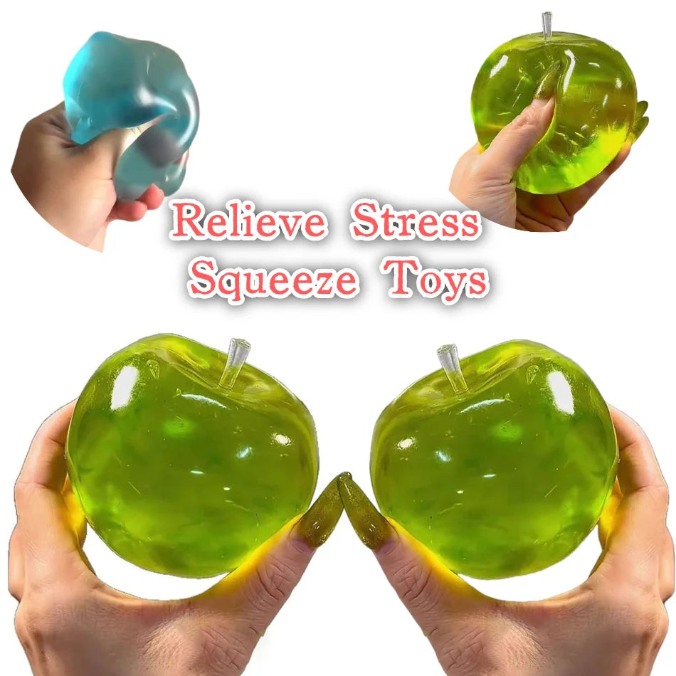 Squishy Green or Blue Apple Stress Ball Soft Fidget Sensory Toy